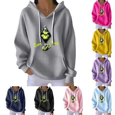 Женская модная повседневная толстовка с длинными рукавами и принтом рождественского ангела