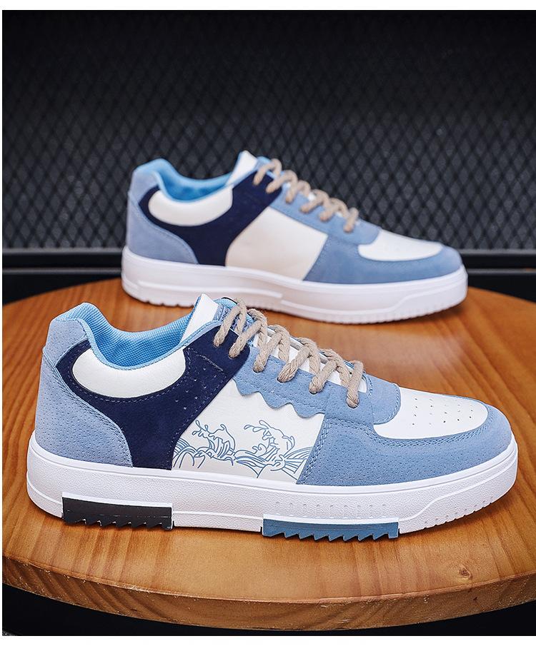 Men's Sports and Casual Shoes White Breathable Thick Sole Spring New Fashion Trend with Mesh Lining
