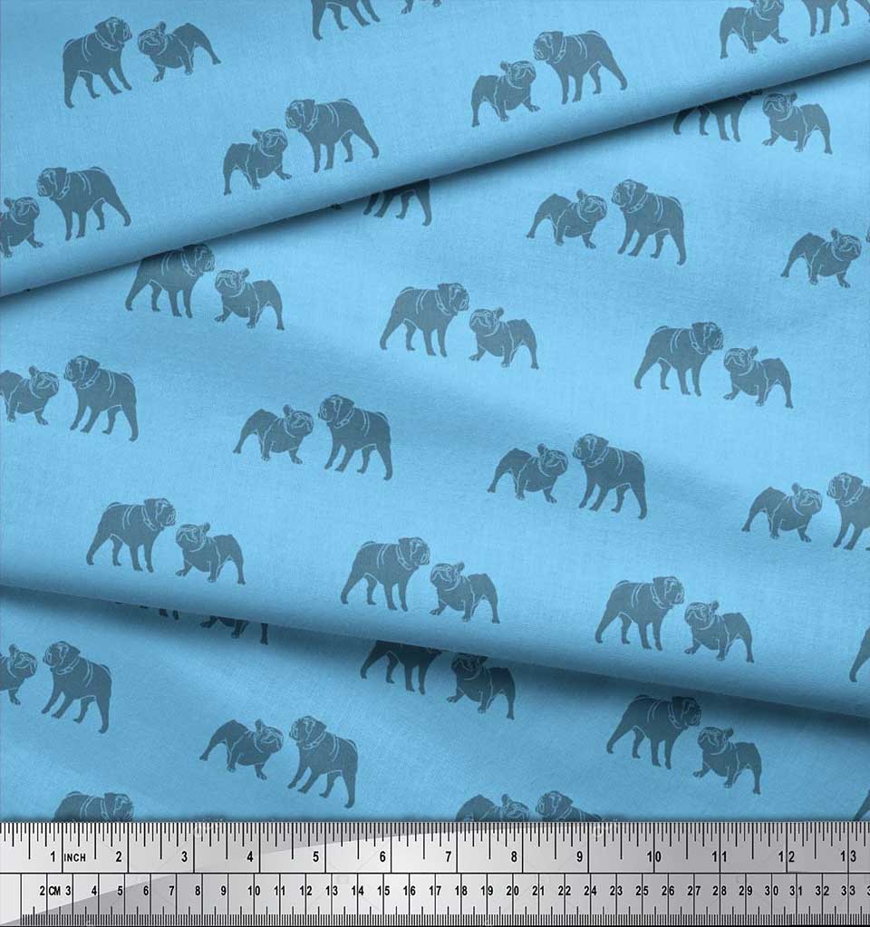 Soimoi Японская креп-сатиновая ткань с принтом Bull Dog на метр шириной 42 дюйма