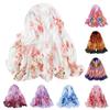 Flower Print Chiffon Scarf 160*50cm Beach Gauze Scarf Elegant Long Wrap Shawl  for Women