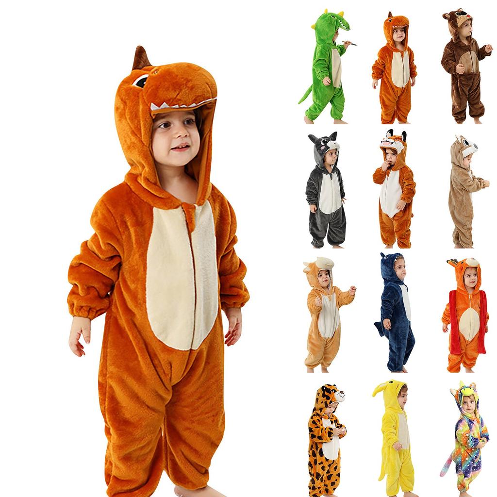 Осенне-зимняя фланелевая одежда для ползания, детские пижамы, детский фланелевый комбинезон с животными