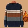 Men's Trendy Round Neck Knitted Sweater with Thick Fleece and Snow Wool In Autumn and Winter, Loose and Warm Base Shirt