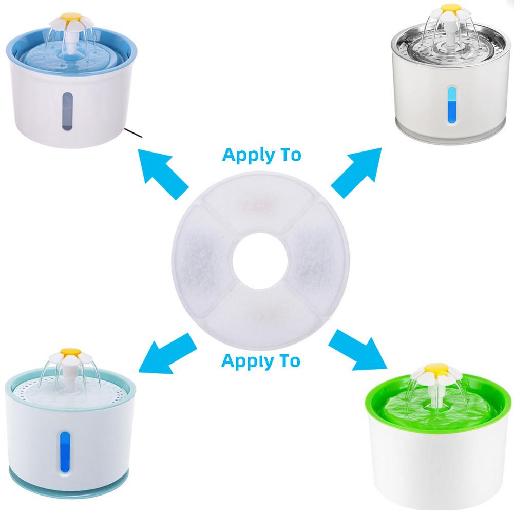 4-Pack Round Charcoal Filter for Flower Pet Water Fountain: Multi-layer Carbon Replacement Cartridge for Cat Dog Drinker Bowl