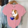 Harajuku Guinea Pig Noodles Ramen T Shirt Women Summer Crewneck Tshirt Cartoon Fashion Guinea Pig Tee Women Short Sleeve T-shirt