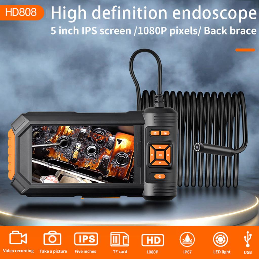 5in IPS Screen Double Lens Industrial Endoscope 1080P Bore Scope Snake Camera Sewer Pipe Drain Inspection Camera 2600mAh