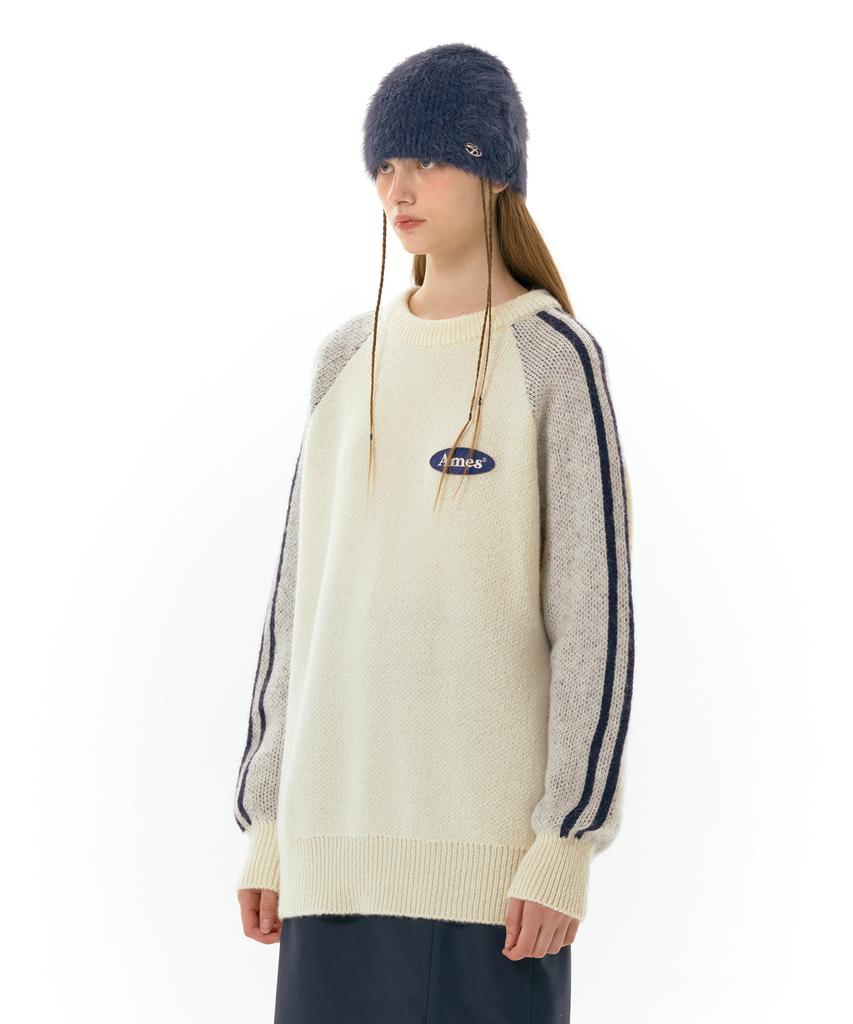 AMES-WORLDWIDE Basic Logo Wappen Knit Ivory (Am2Dfuk602A)