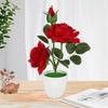 1 Set Artificial Potted Plant Cut Evenly Clear Texture Plastic Table Decor Simulation Rose Flower for Party