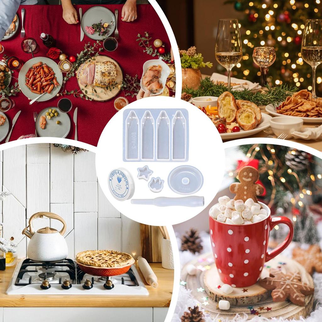 DIY Christmas Resin Molds Handmade Tree Shaped Insulation Mat Mold Hot Dish Mat Making Mold For Wax Cement Soap Resin Plaster