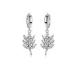 Korean 925 Sterling Silver Crystal Leaf Charm Stud Earrings For Women Girl Elegant Wedding Jewelry Eh1079