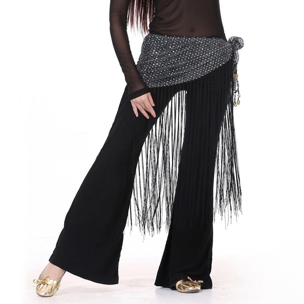 Sequins Tassels Belly Dance Belt Shiny Dancer Skirt Fashion Sequins Wrap Belt for Women