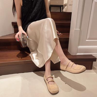 Ретро квадратный носок, неглубокий вырез, туфли Мэри Джейн с пряжкой на один ремешок для женщин, новые модные универсальные туфли Doudou на плоской подошве 2025 года