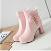 Весенне-осенние милые стильные кружевные ботинки ярких цветов с бантом и цепочкой, женские кожаные сапоги с короткими рукавами, рыцарские сапоги на высоком каблуке