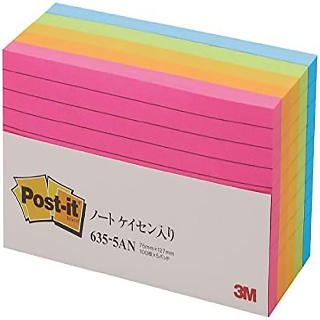 Lined Notebook Neon 75 X 127 100 Sheets X 5 Post-it Notes, Size, Color, Mm, Pads, 635-5AN
