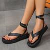 Women's Sandals Shoes for Female Summer Flip Flops Platform Roman Style Low Heels Black Fashion Casual Ladies Comfort Shoes 2024
