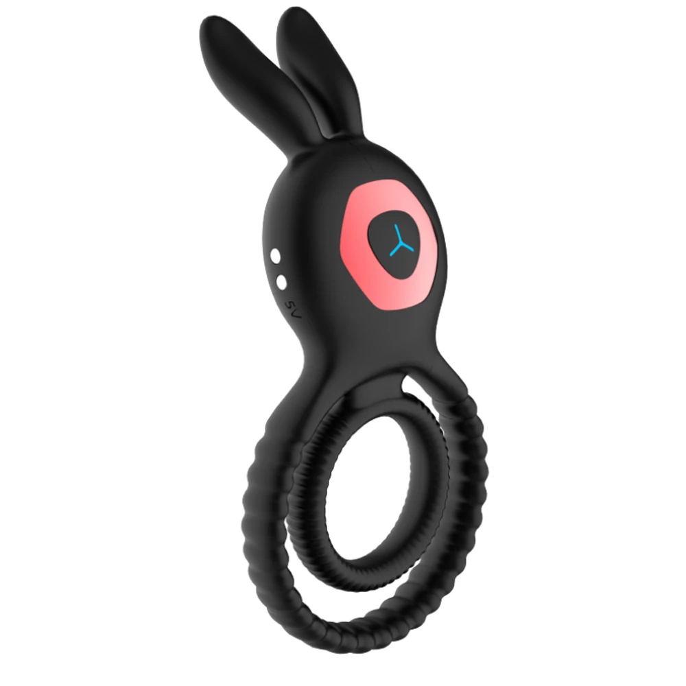 Мужской вибратор-кольцо для пениса, 10 вибрирующих кроличьих ушей Мужской вибратор, клиторальный массажер точки G Вибратор для пары Кольцо для пениса Эротические товары