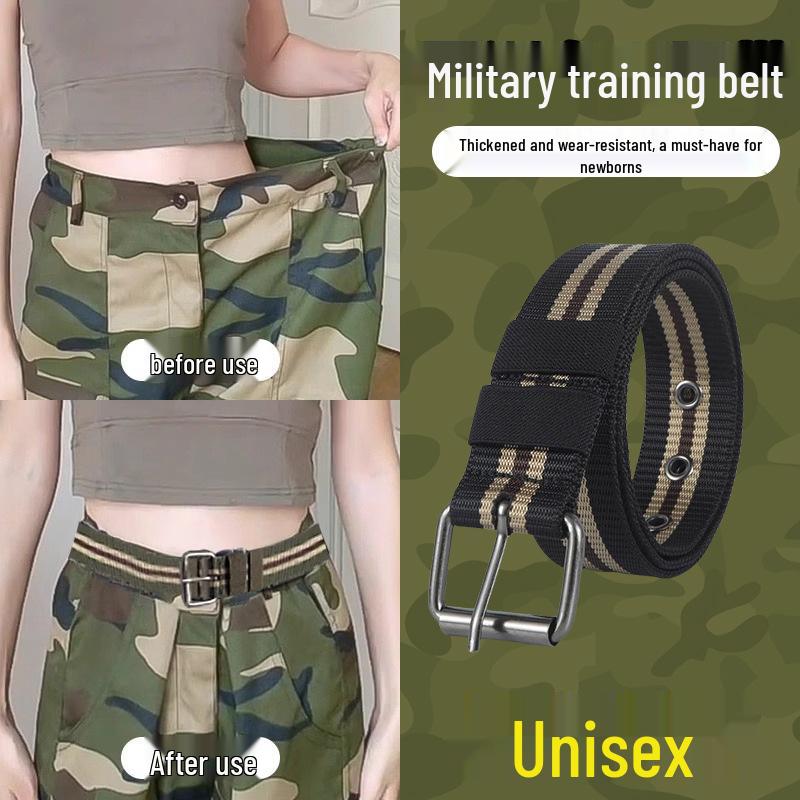 Newcomer Discount: Women's Invisible Elastic Belt - Striped Waistband for Military Training and Casual Wear
