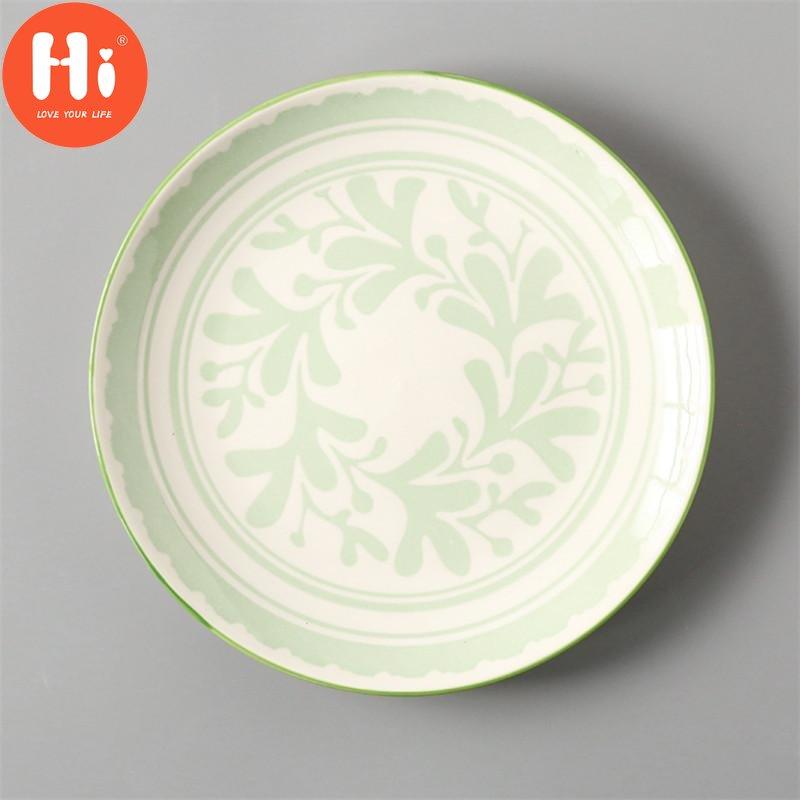 Japanese Style 8 Inch Ceramic Under Glazed Vegetable Dinner Plate Simple Dessert Plate Household Small Steak Dish Food Container