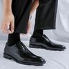 FashionMen Wedding Dress Shoes Fashion Leather Shoes Pointed Lace-up Oxfords Business Shoe Formal Black Brogue Shoes Men Footwear
