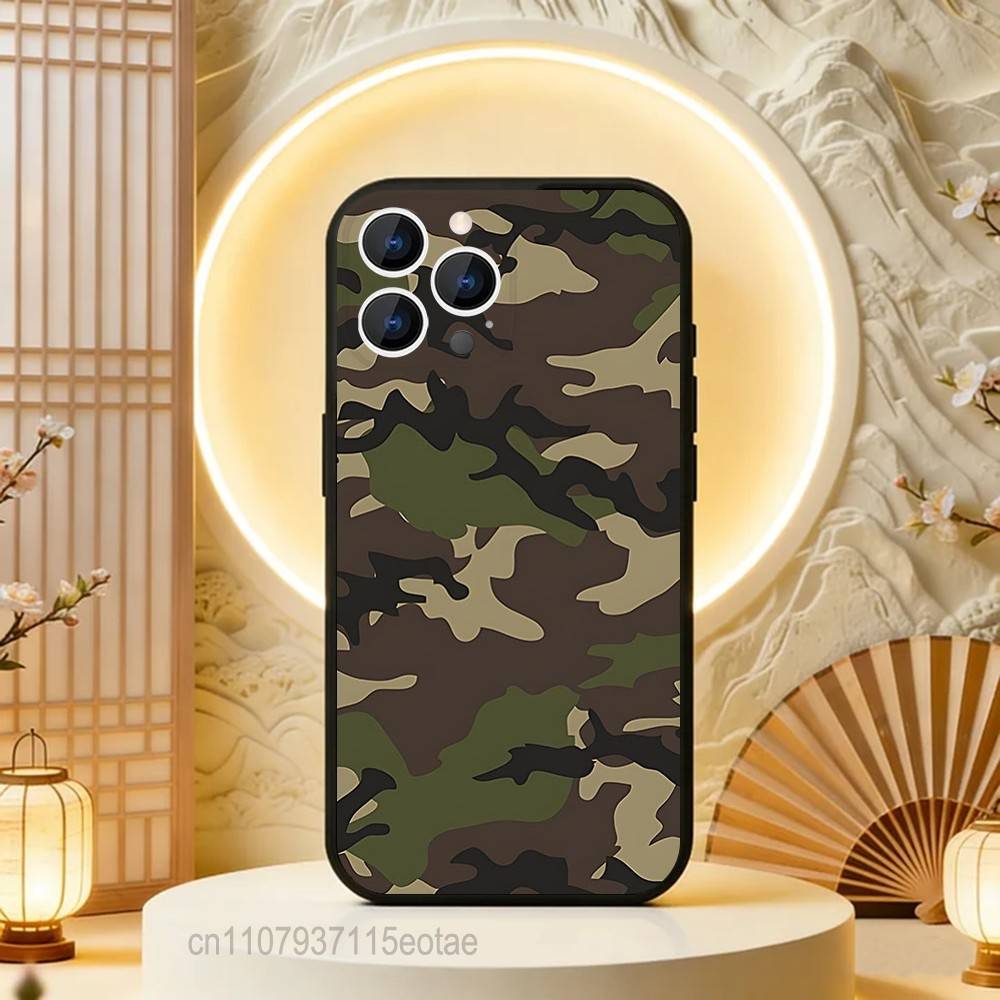 Камуфляж Камо Военный крутой Чехол для телефона Для iPhone 17,16,15,14,13,12,11,Pro,Max,Plus,E,Air,Mini Черный Ударопрочный Funda Чехол