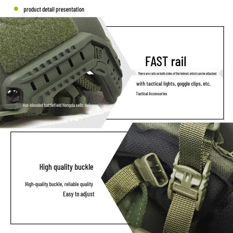 Enhanced FAST Fiberglass Riot Helmet with CE-Certified Wendy Liner, Special Forces Training, 1.5KG