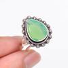 Кольцо с зеленым молочным опалом, серебро 925 пробы, V9464, зеленое кольцо, грушевидное кольцо, подарок на День святого Валентина, подарок для нее, подарок на день рождения, ювелирные изделия ручной работы, S