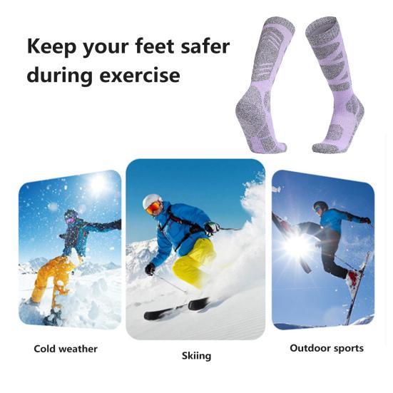 1 пара женских зимних лыжных носков, термоноски из хлопка с длинным паголенком, влагоотводящие, удобные, утолщенные, для занятий спортом на открытом воздухе