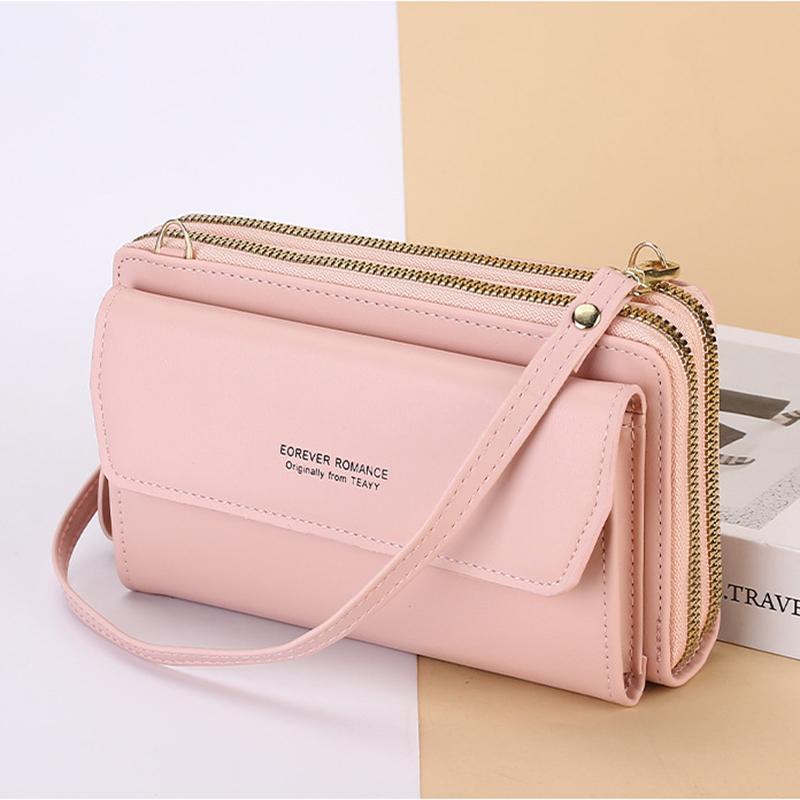 Женская сумка-мессенджер, большая вместительная сумка для мобильного телефона, модная сумка на плечо с двойной молнией, сумка для мобильного телефона