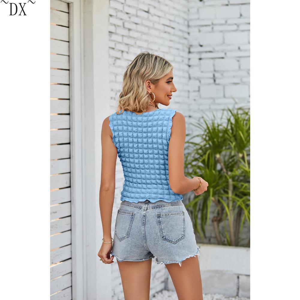 DX ~ ~ трансграничное женское летнее и летнее новое короткое платье Amazon с попкорном с открытым пупком, сексуальный топ на бретелях для пикантных девушек