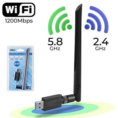 Беспроводной адаптер Wi-Fi 1200 Мбит/с, 2,4G и 5G, антенна Wi-Fi, внешний USB-адаптер Wi-Fi, адаптер Wi-Fi, сетевая карта Wi-Fi для ПК, Windows XP Linux