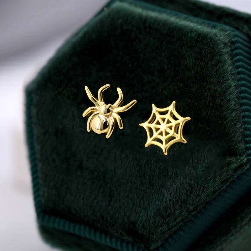 Fashion Funny Earrings, Spider Web Holiday Earrings, Premium Metal Halloween Earrings