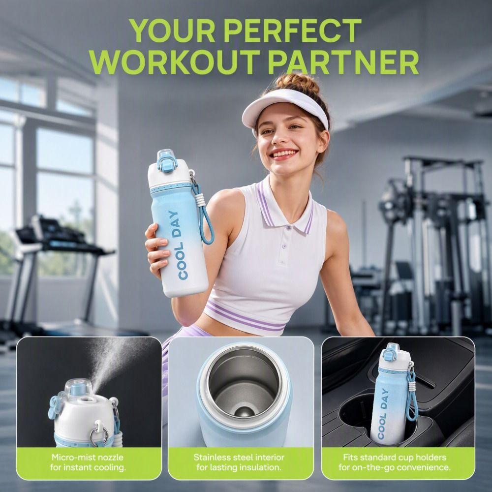 Gradient Color Spray Insulated Cup Leakproof Insulated Water Bottle BPA-Free Vacuum Flask Outdoor