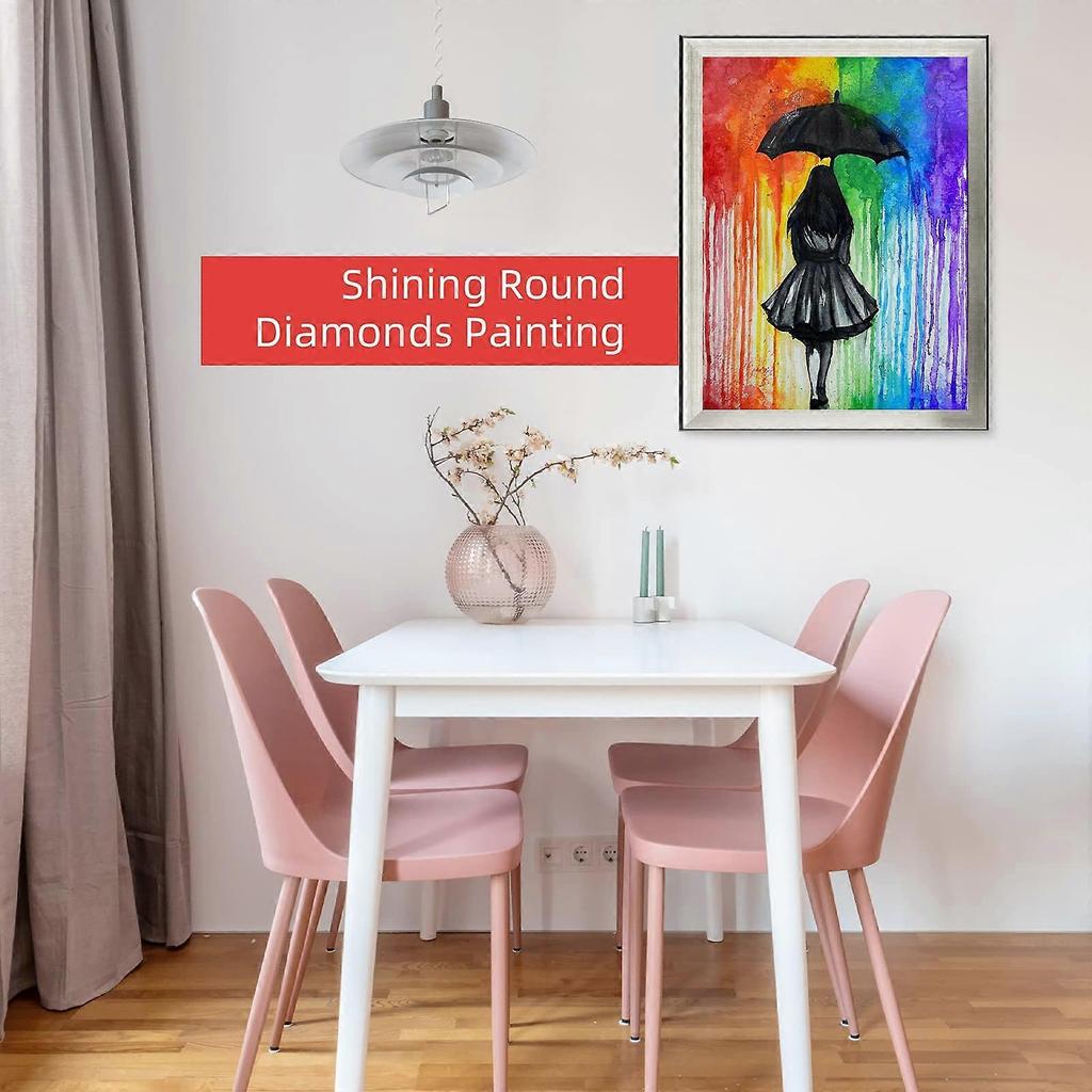 Diamond DIY Painting Art Kits for Adults Beauty Girl with Umbrella Full Round Drill Diamond Embroidery Kit Crystal