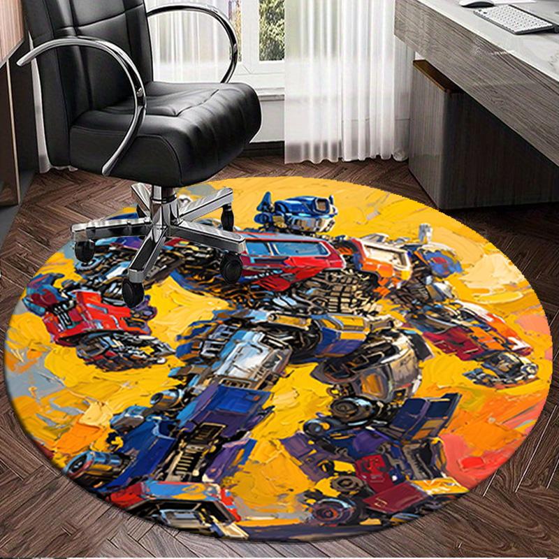 1PC Trans-formers Adventure Round Rug, Non-slip Chair Mat, Home Decor, Circle Carpet Perfect for Office, Bedroom, Living Room,Christmas gift