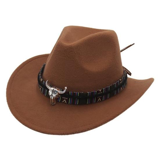 Ковбойская шляпа в стиле вестерн для мужчин и женщин с широкими полями, солнцезащитная фетровая шляпа для пляжа, шерстяная фетровая шляпа для ковбойши с регулируемым ремешком