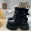 Black Skinny Martin Boots Women's 2025 New Autumn Thick-soled Heightening Small Retro British Short Boots Women