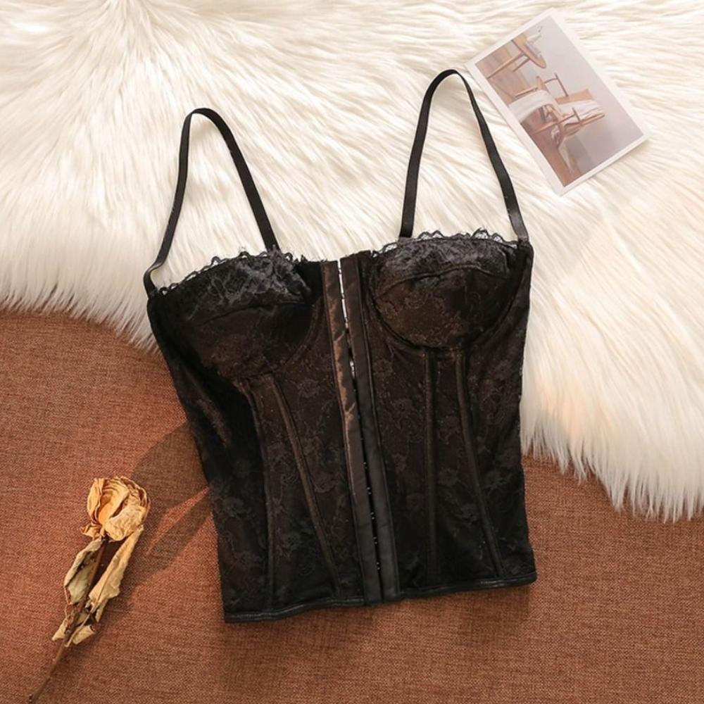 Sleeveless Lace Corset Hollow Suspender Vest Spicy Girl Style Lace Camisole  Ladies