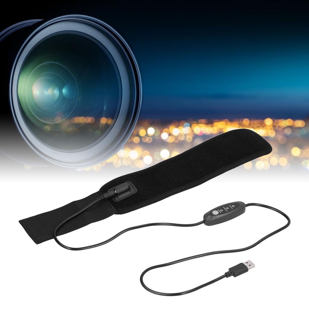 Lens Warmer Electric USB Heating Belt 3 Level Temperature 5V 6.5W for Defogging Defrosting