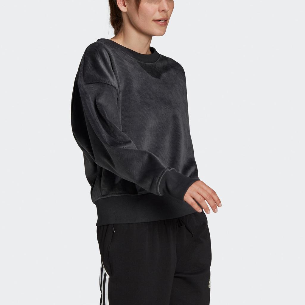 adidas Вельветовый текстурированный спортивный пуловер, женские топы, черный H31102