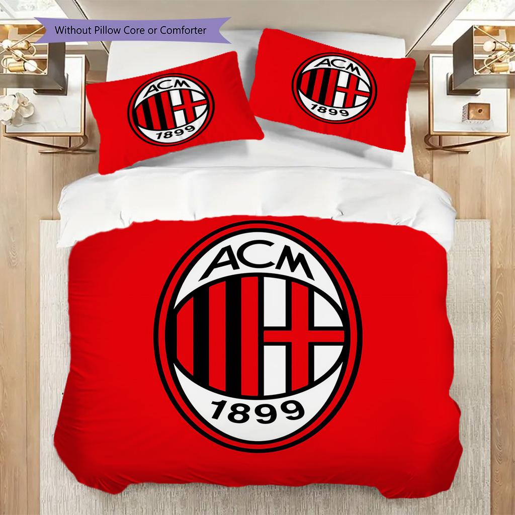 AC Milan Pattern Bedding Quilt Set Quilt Cover Pillowcase Home Decoration Birthday Gift (1 * duvet cover + 2 * pillowcase, without core)