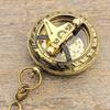 Brass Sundial Compass with Leather Case and Chain, Push Open Compass