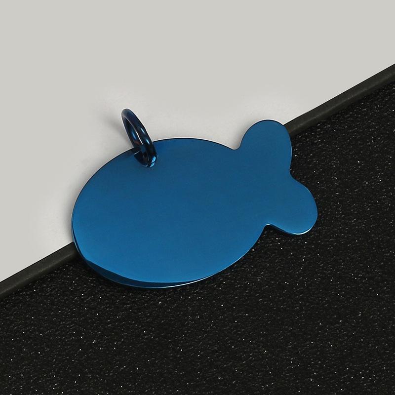 Для оптовой продажи металлическая бижутерия, бирка для питомца (рыба-сом), кулон, карта от потери, лазерная гравировка, собачья бирка из нержавеющей стали