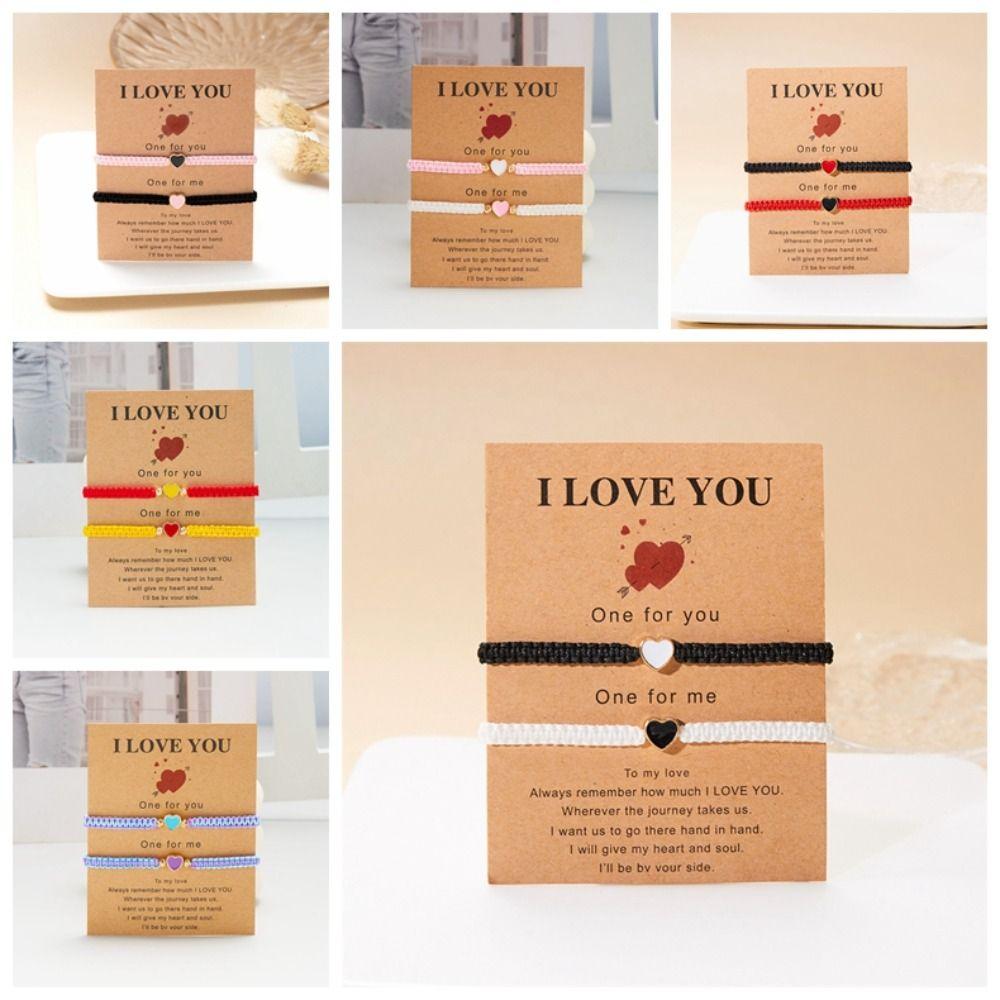 Contrasting Colors Heart Shape Bracelet Love Fortune Bracelet Heart Couple Bracelet  Friendship