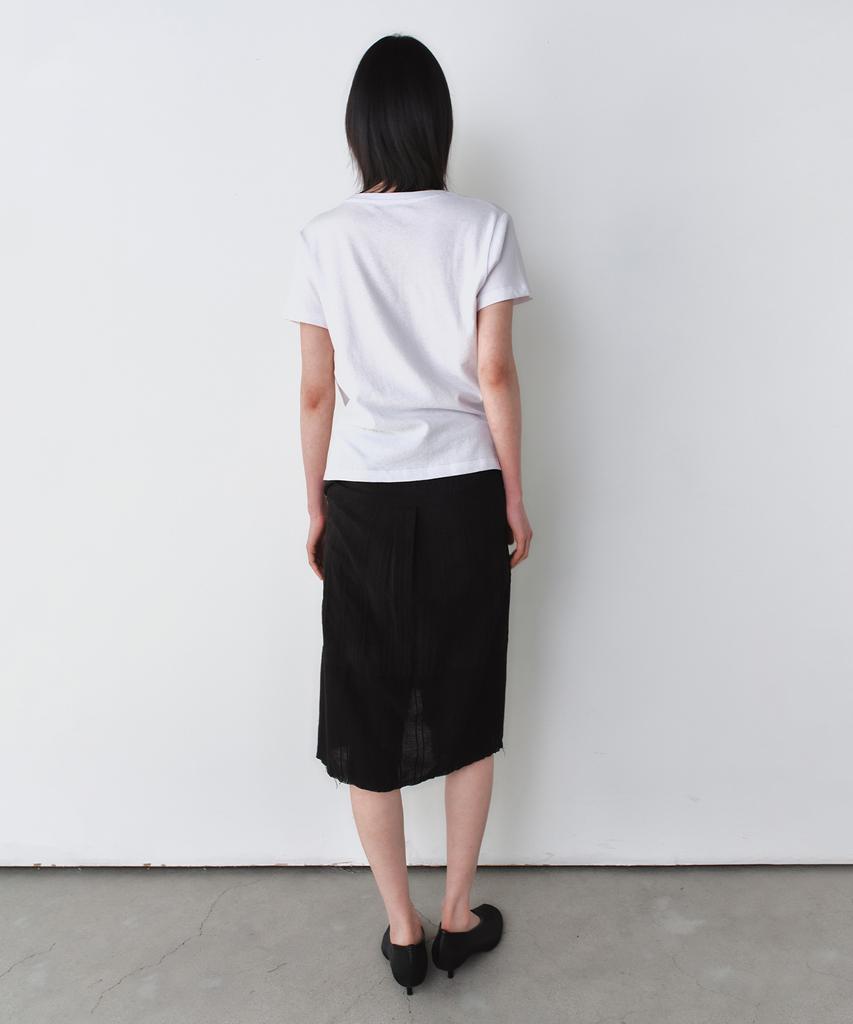 INSILENCE WOMEN Linen Cotton Draping T-Shirt White