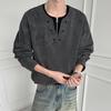 Dingfengbaoluo Lazy Style Two-in-One Long Sleeve T-Shirt American Vintage Tie-Dye Half-Zip Loose Top