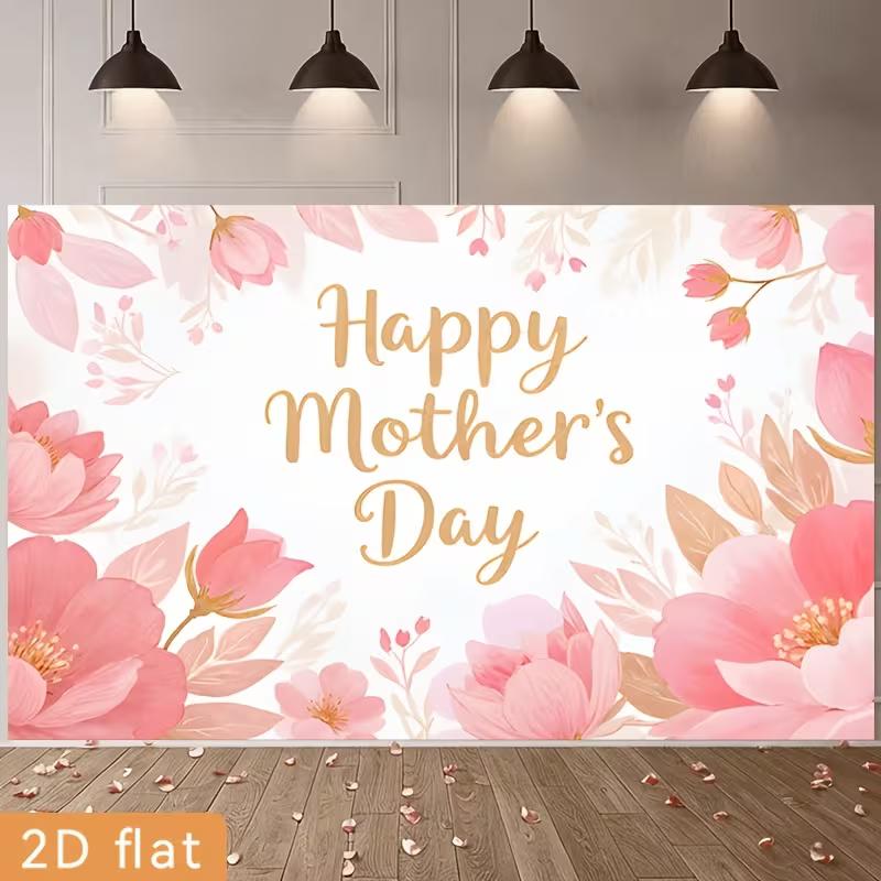 2D Happy Mother's Day Celebration Background, Soft Pink Flower Decor