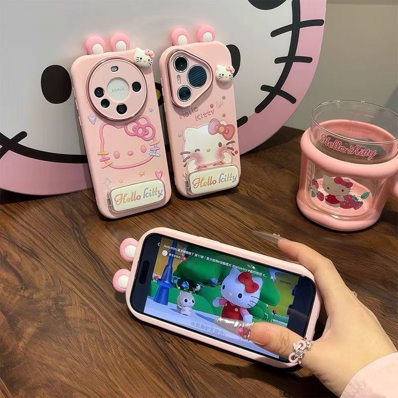 Кронштейн Hello Kitty подходит для чехла мобильного телефона Apple 17PROMAX 15/16 Huawei Honor, полностью закрывающий мягкий чехол.