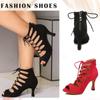 High Heels Sexy Dance Boots Adult Women  Lace UpLatin Dance Shoes Jazz Ballroom Party Dance Shoes Heeled 7.5cm