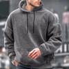 Мужская толстовка с капюшоном на осень-зиму, однотонная, с длинными рукавами, из толстого плюша, с капюшоном, свободная, повседневная одежда, повседневный спортивный топ