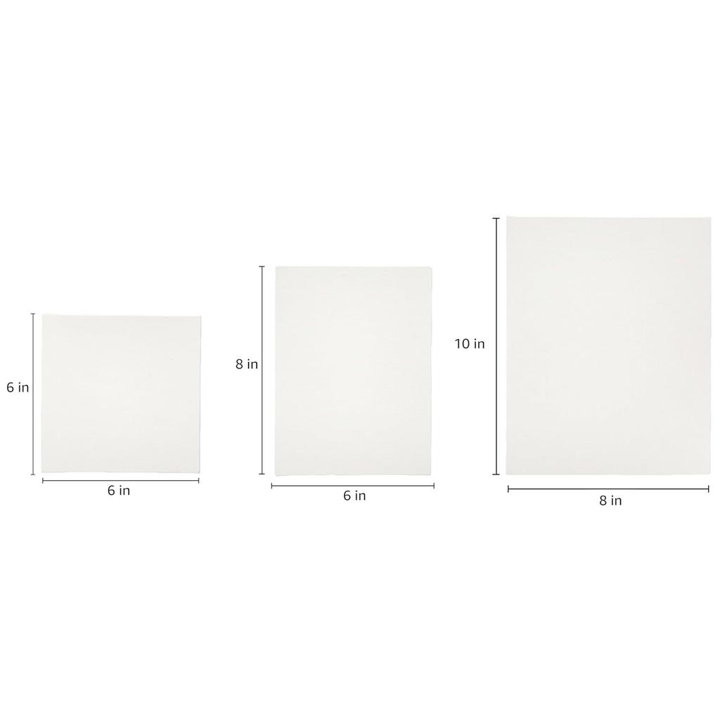 Cotton Canvas Boards for Painting (8x10, 6x8, 6x6 Combo Pack of 9,White)