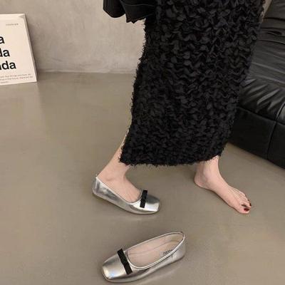 Корейская версия французских балеток с неглубоким бантом, женские летние туфли 2025 года, универсальные туфли с круглым носком и мягким носом